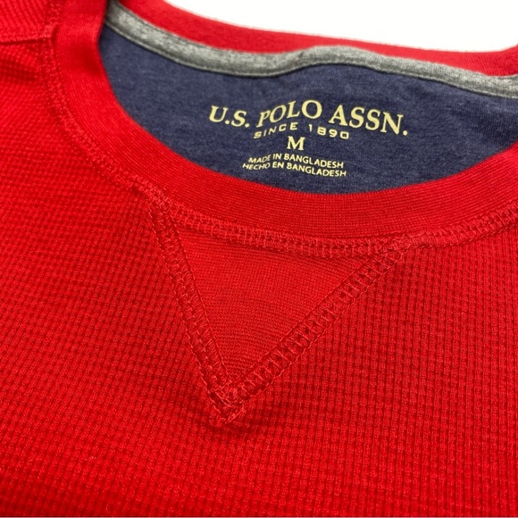 U.S. Polo Assn. Men's Red Waffle Knit Thermal Medium Cotton Horse Logo - Picture 7 of 12